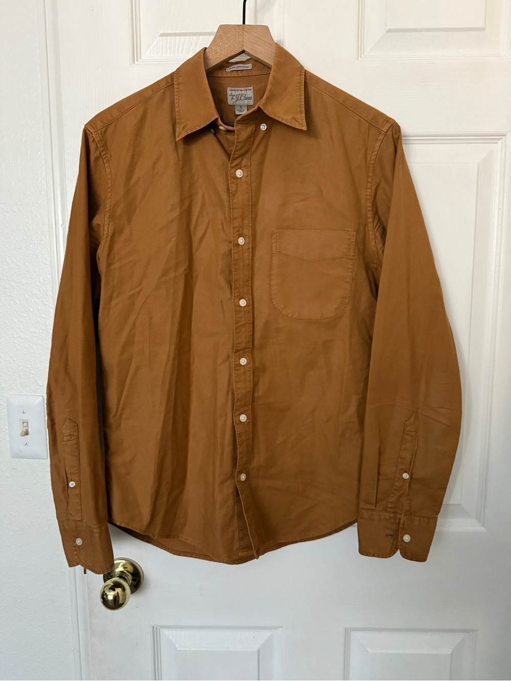 J.Crew Men's Small Slim Untucked Shirt American Pima Cotton Brown Tobacco S